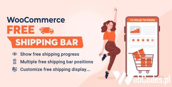 Wtyczka WooCommerce Free Shipping Bar - pasek bezpłatnej wysyłki wtyczki wordpress